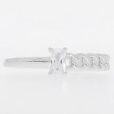 Sterling Silver Semi Mount Ring Setting Emerald OCT 5X3mm Chain Band - Syzjewelry
